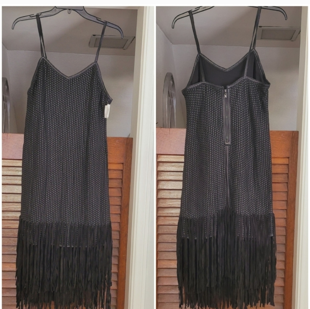 Haute Hippie Black Fringe Knit Midi Slip Dress - Picture 5 of 15